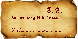 Borsenszky Nikoletta névjegykártya