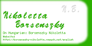 nikoletta borsenszky business card